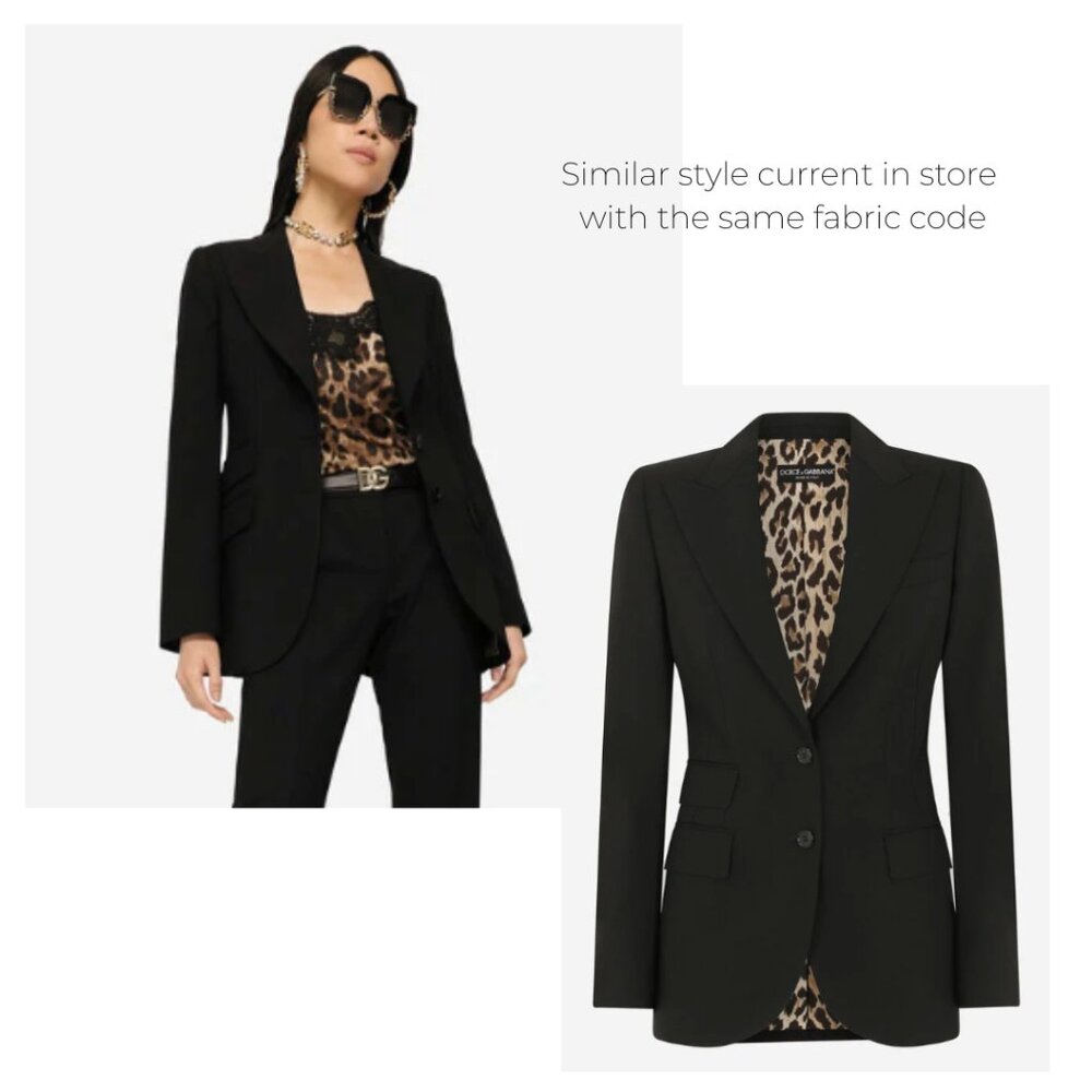 Dolce & Gabbana Suit F1275T Black Stretch Leopard Lined Pant Blazer IT44 8 10 M - Picture 4 of 17